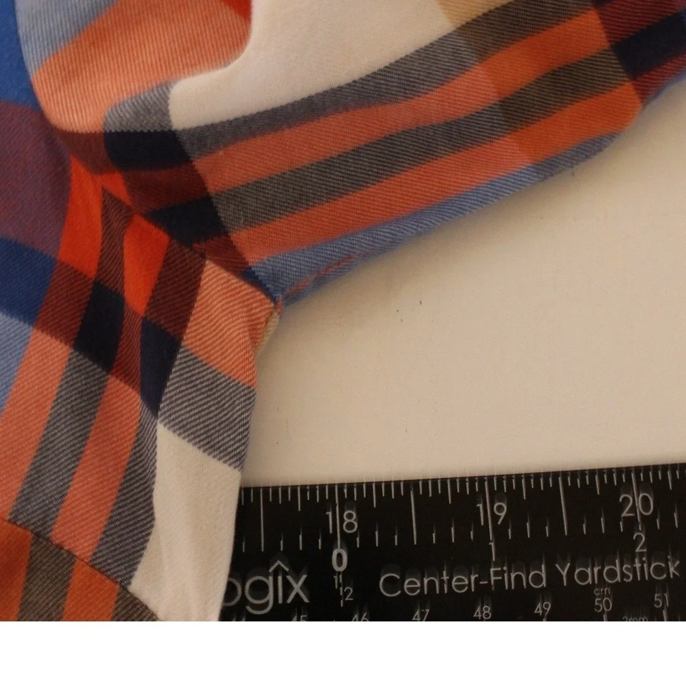 J.Crew Plaid Perfect Fit Button Down Shirt XS Petite Blue Orange - Picture 6 of 7